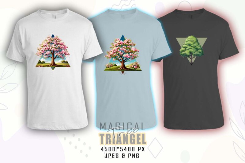 Magical Triangle Tree t-shirt design bundle with 20 designs – download instantly Retro Vintage Tee