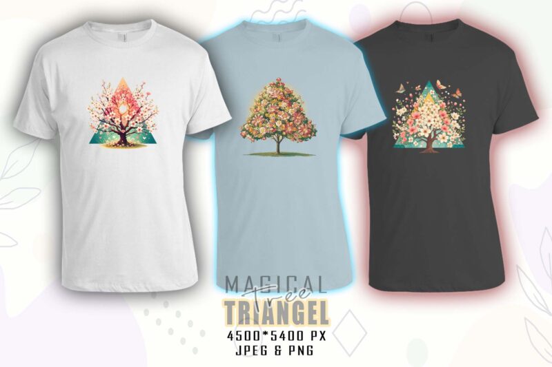 Colourful Triangle Tree t-shirt design bundle with 20 designs – download instantly Retro Vintage T-shirt