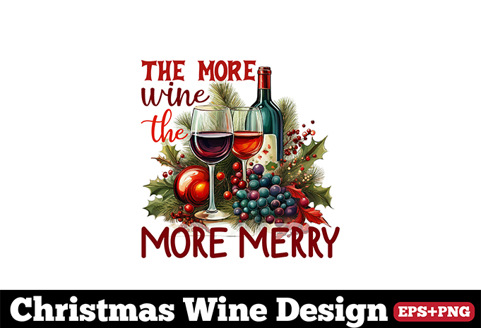 Christmas Wine Bundle, SVG Wine Bundle, Vintage Wine Vector Bundle and Wine Clipart