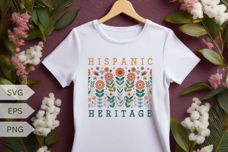 Hispanic Heritage Month Wildflower floral T-shirt design vector, Wildflower, floral. Hispanic Heritage Month, Hispanic, Heritage, Month