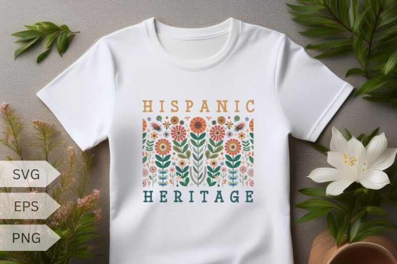 Hispanic Heritage Month Wildflower floral T-shirt design vector, Wildflower, floral. Hispanic Heritage Month, Hispanic, Heritage, Month