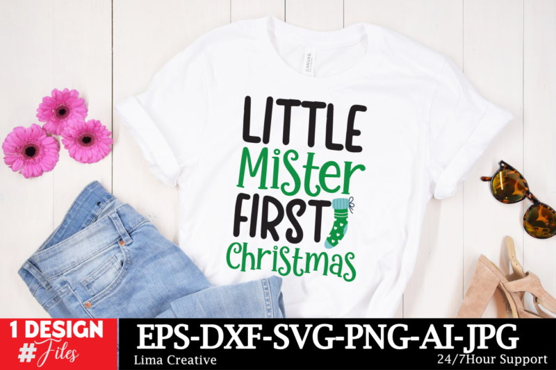 Little Mister First Christmas T-shirt Design ,Christmas T-shirt Design,Christmas SVG Design ,Christmas SVG Cut File,Christmas Sublimation ,