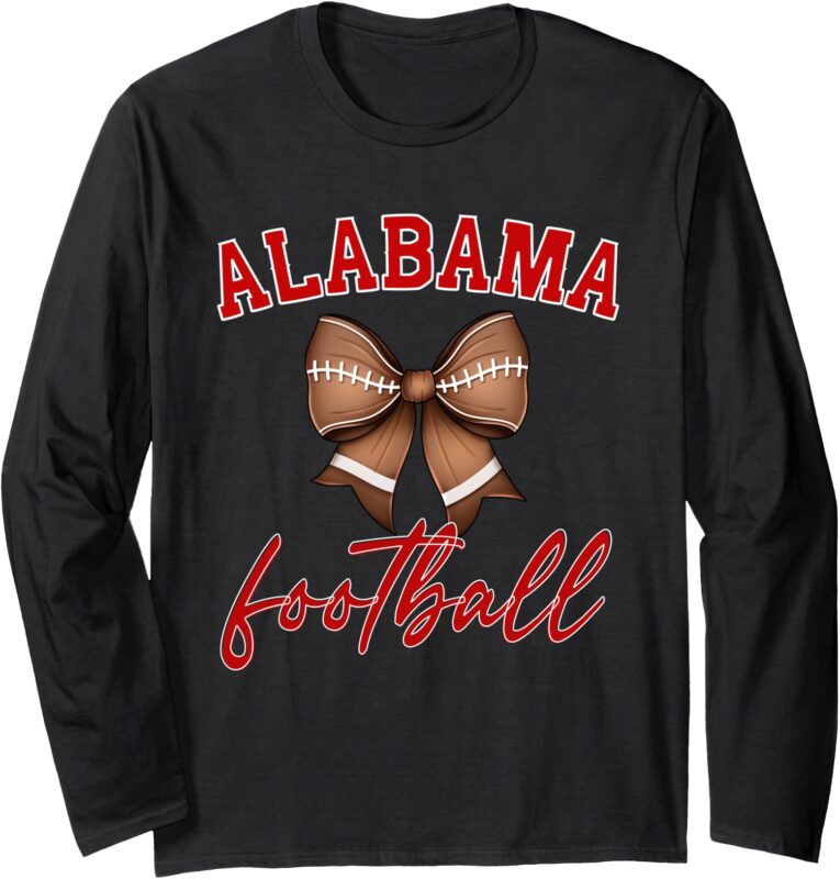 Alabama Football Pretty Coquette Style Bow Long Sleeve T-Shirt