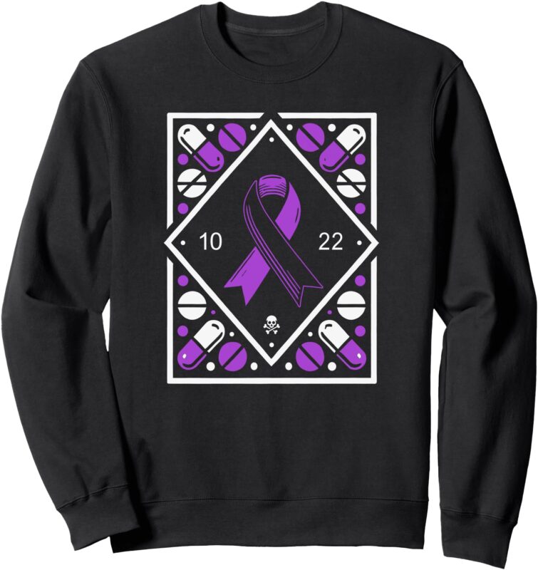 Awareness Ribbon With Oct 22 Date – Fluoroquinolone Toxicity Sweatshirt