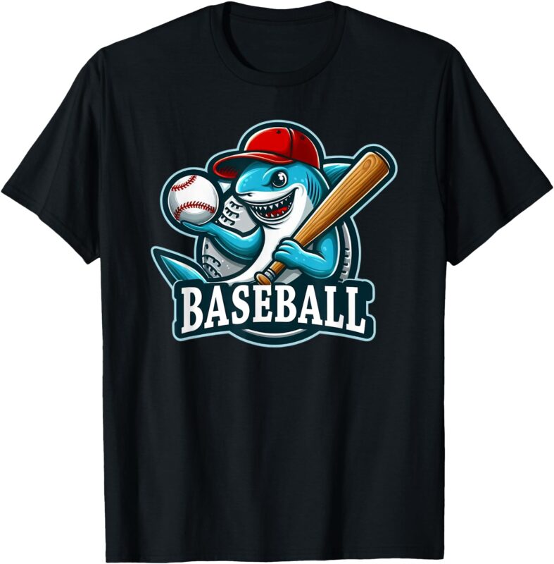 Baseball Shark Playing Baseball T-Shirt
