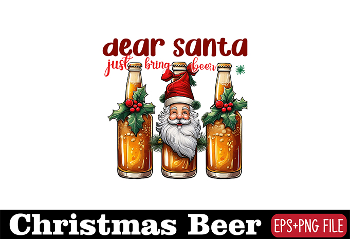Vintage Christmas BEER T-shirt Bundle, Christmas Beer Sublimation t-shirt Vector Bundle, Christmas BEER clipart, Beer SVG Bundle