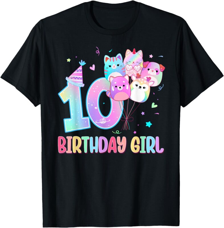 Birthday Girl 10th Birthday Squish Squad Mallow Girls T-Shirt