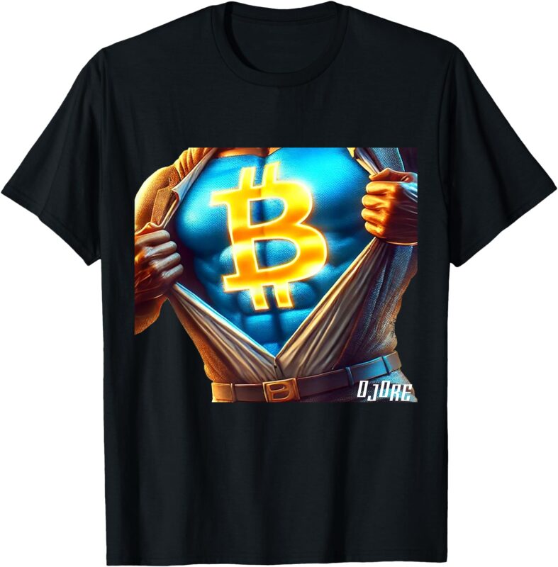 Bitcoin Man Superhero Logo Symbol T-Shirt