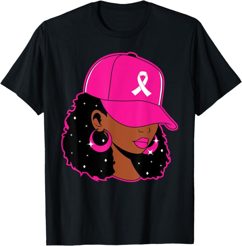 Black Women Pink Breast Cancer Awareness Warrior Women Girls T-Shirt