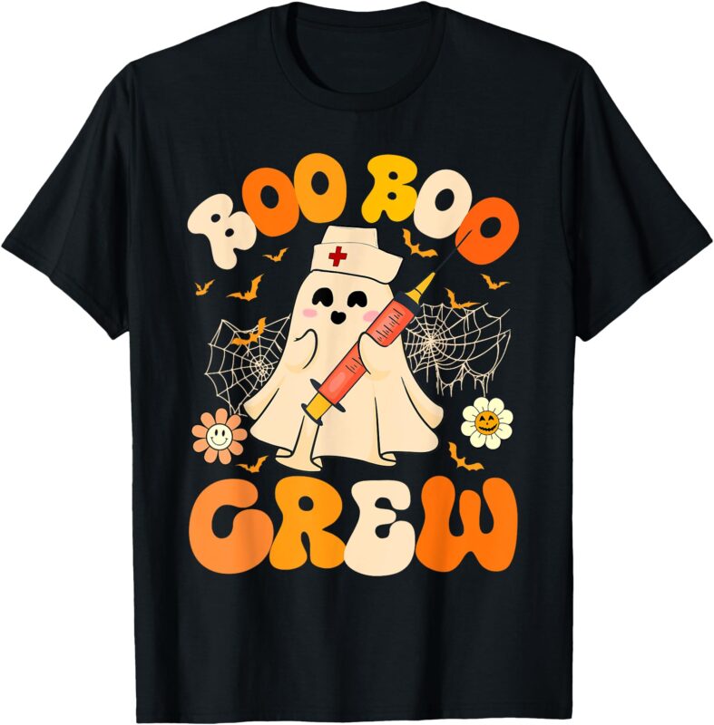 Boo Boo Crew Funny Ghost Nurse Retro Halloween Nursing RN T-Shirt