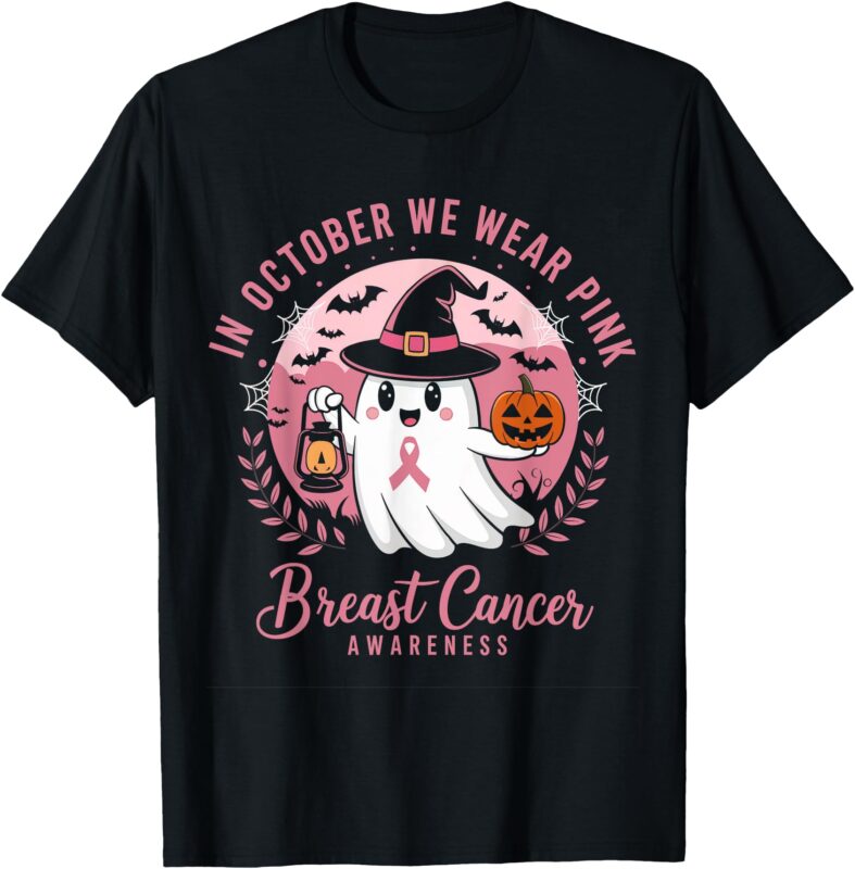 Breast Cancer Shirts Women Halloween In October We Wear Pink T-Shirt