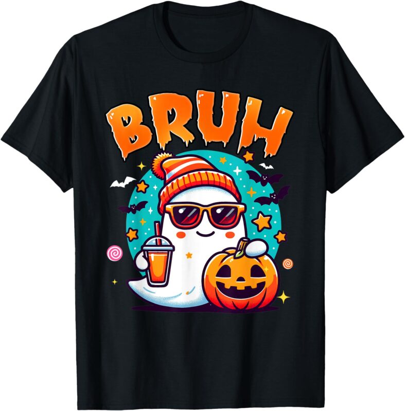 Bruh Ghost Halloween Cute Ghost Trick Or Treat Candy Kids T-Shirt