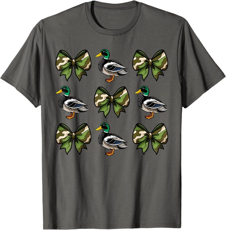 Camo Coquette Bow Duck Hunt Mallard Duck Hunting Women Girls T-Shirt