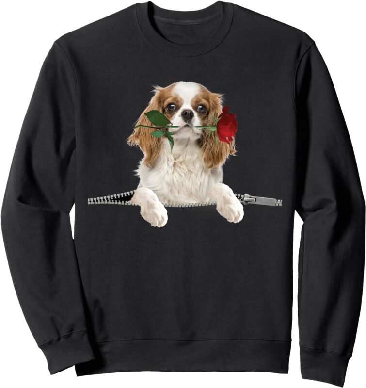 Cavalier King Charles Spaniel Rose Zipper Cute Gift Sweatshirt