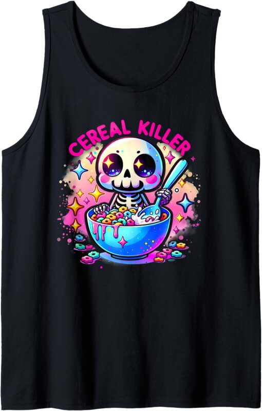 Cereal Killer Breakfast Cereal Bowl Cereals Skull Skeleton Tank Top