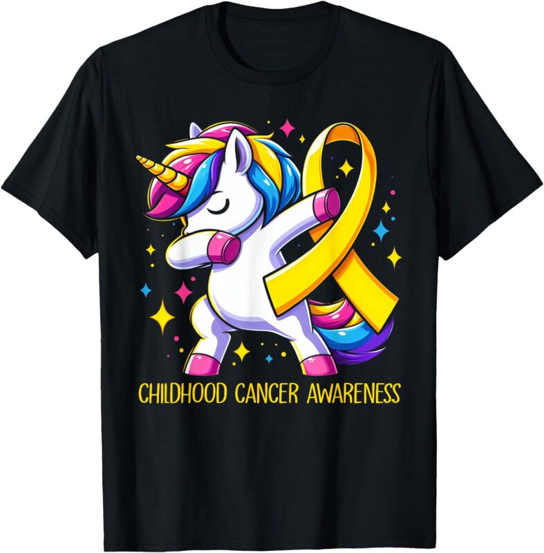 Childhood Cancer Awareness Unicorn Kids Girls T-Shirt