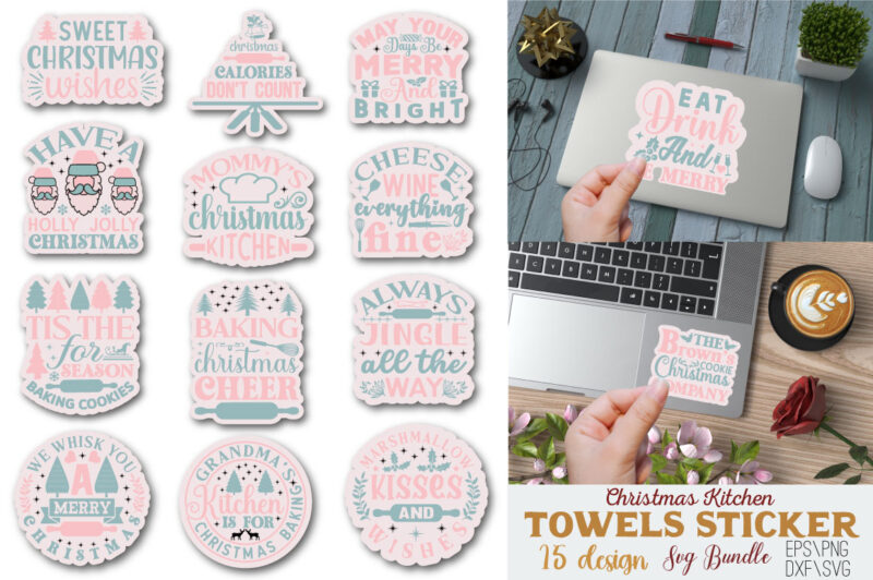 Christmas Kitchen Towels Sticker T-shirt Bundle Christmas Kitchen Towels Sticker SVG Bundle