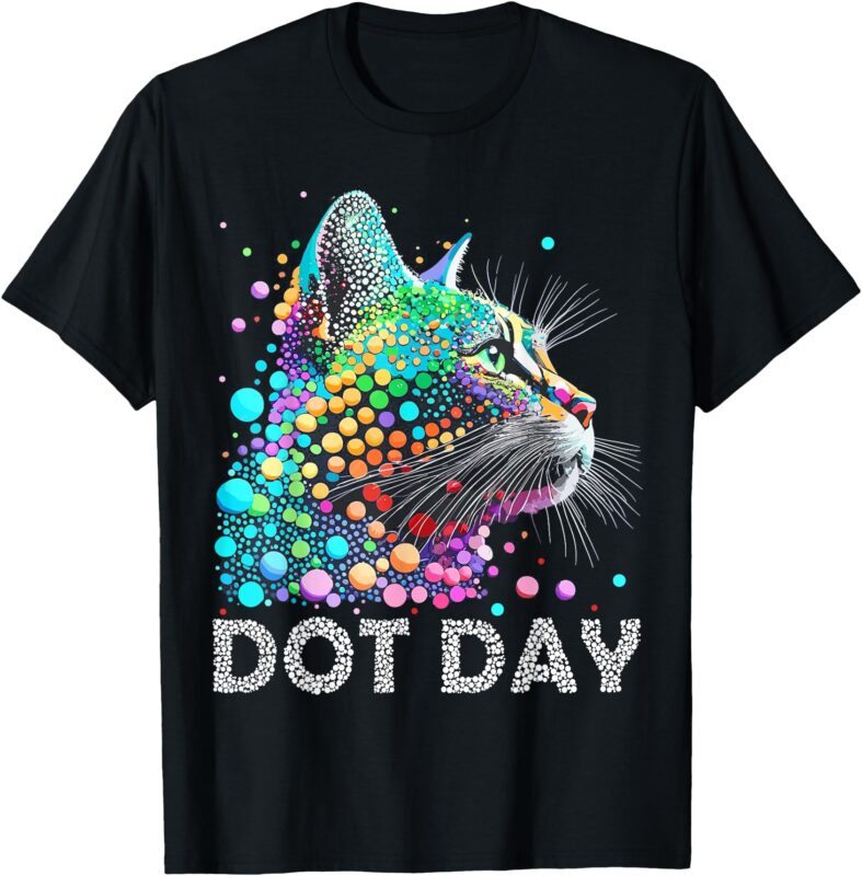 Colorful Dots Cat Lover Happy Dot Day Shirts Men Women Kids T-Shirt