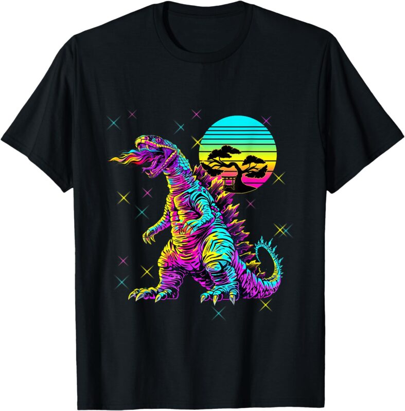 Cool Streetwear synthwave 80s 90s retro anime snakezilla T-Shirt