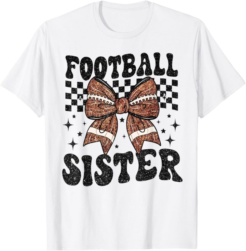 Coquette Bow American Football Sister Game Day Thanksgiving T-Shirt