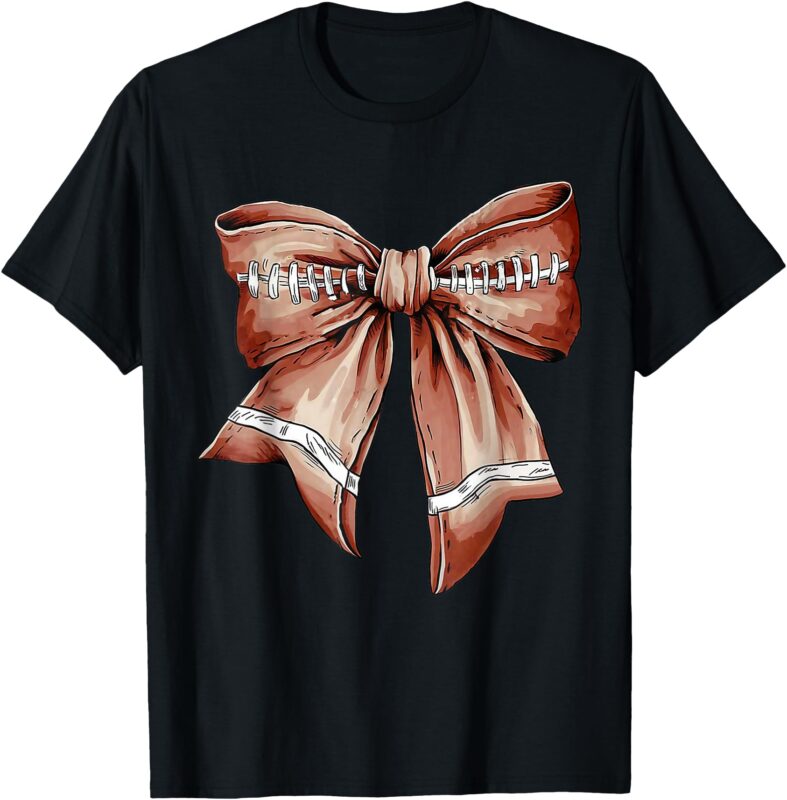 Coquette Bow Pumpkin American Football Thanksgiving Autumn T-Shirt