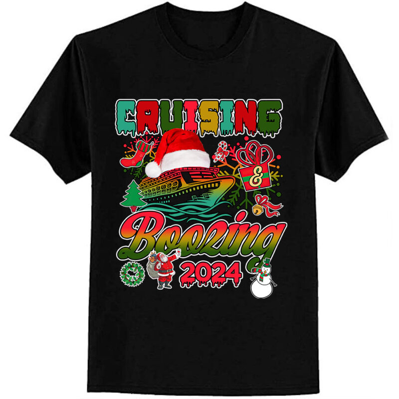Cruising and Boozing Christmas Cruise Squad 2024 T-Shirt ltsp
