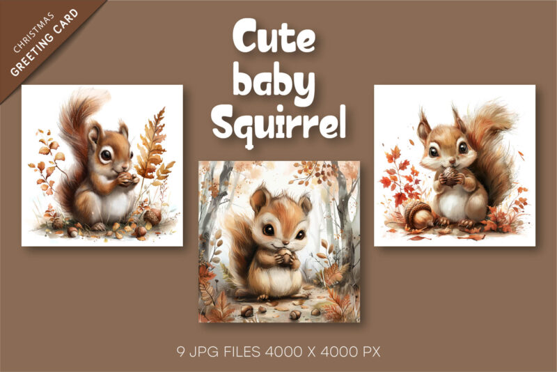 Cute baby squirrel. Animal Clipart.