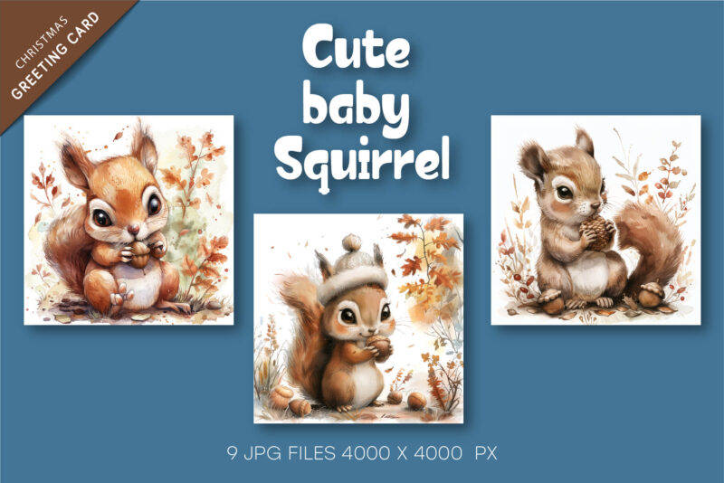 Cute baby squirrel. Animal Clipart.