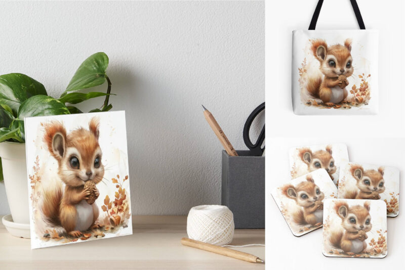 Cute baby squirrel. Animal Clipart.