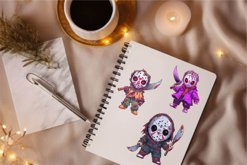Cartoon Horror Halloween Guys 04. TShirt Sticker.