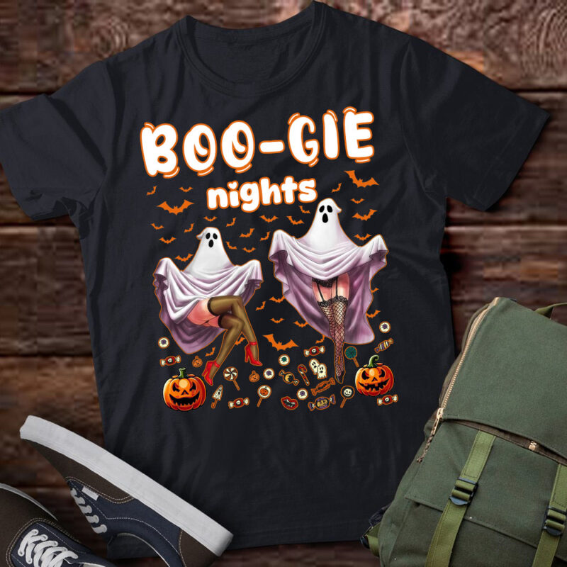 Dancing Ghost with Pumpkin Halloween Women’s Graphic T-Shirt ltsp