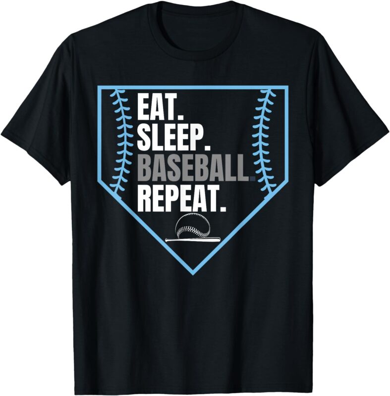 Eat Sleep Baseball Repeat Funny Baseball Player T-Shirt