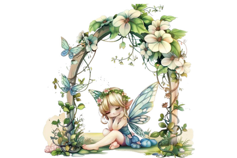 little cartoon Fairy under Arch