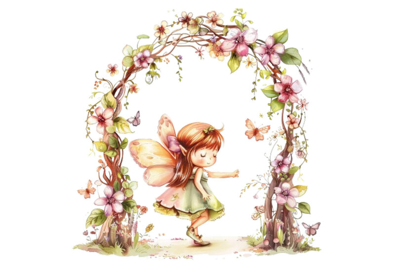 little cartoon Fairy under Arch