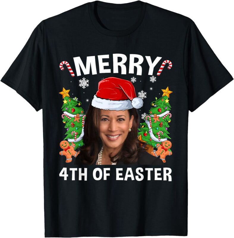 Funny Kamala Harris Christmas Santa Hat Merry 4th Of Easter T-Shirt