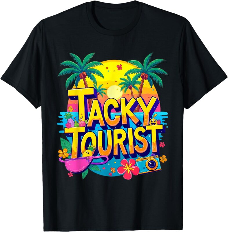 Funny Tourist Costume Tie Dye Tacky Traveler Tacky Tourist T-Shirt