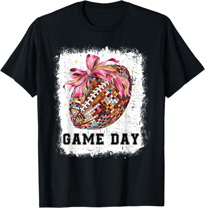 Game Day Football Season Football Bow Gift Girls Women T-Shirt