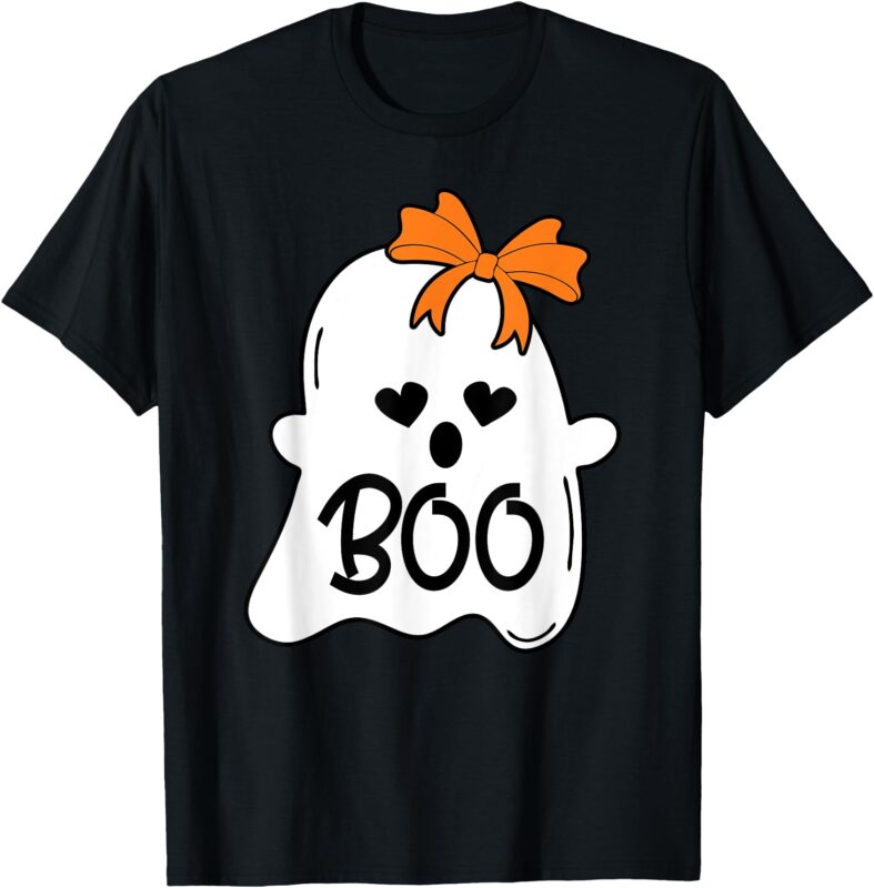 Ghost with Bow Boo Girls Halloween T-Shirt