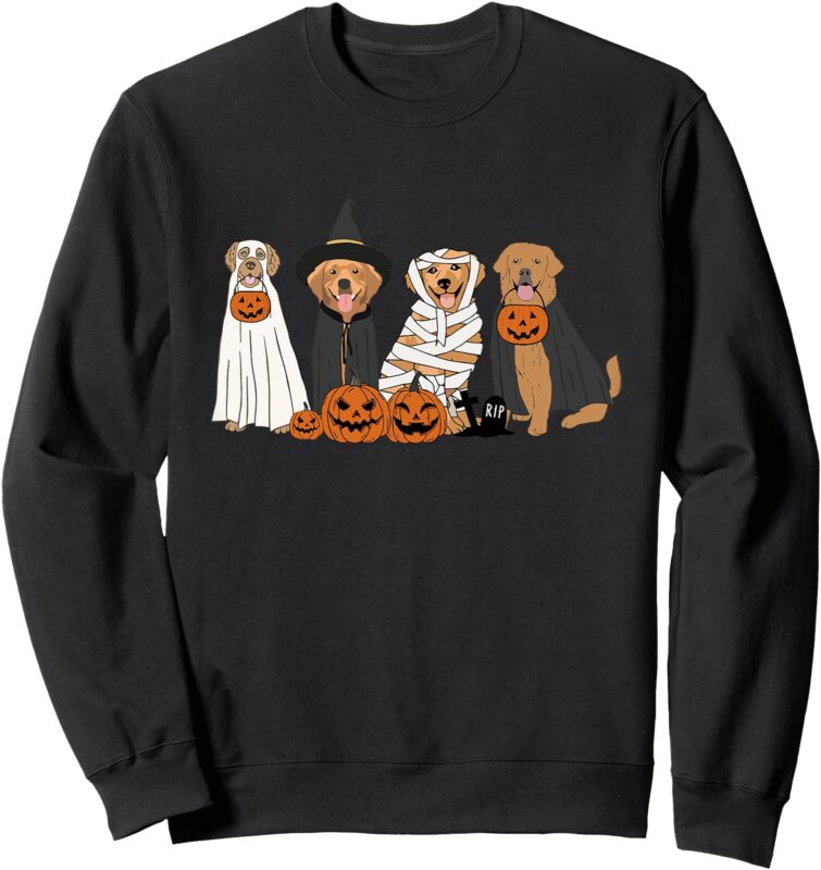 Golden Retriever Ghost Dog Halloween Golden Retriever Witch Sweatshirt