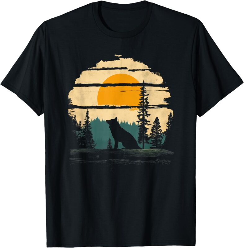 Graphic Tee Forest Nature Wildlife Outdoor Vintage Wolf T-Shirt