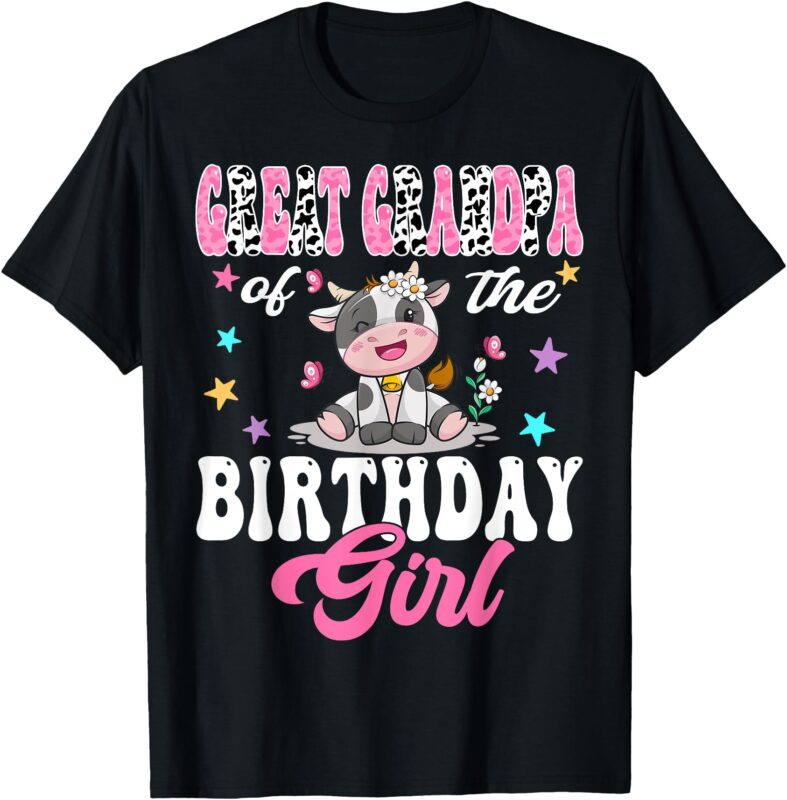 Great Grandpa Of The Birthday Girl Cute Cow 1St Birthday T-Shirt
