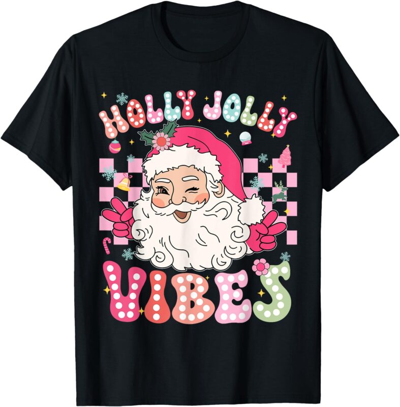 Groovy Cute Santa Claus Christmas Vibes Xmas Girls Womens T-Shirt
