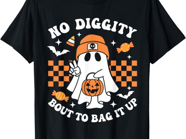 Halloween ghost no diggity bout to bag it up kids toddler t-shirt