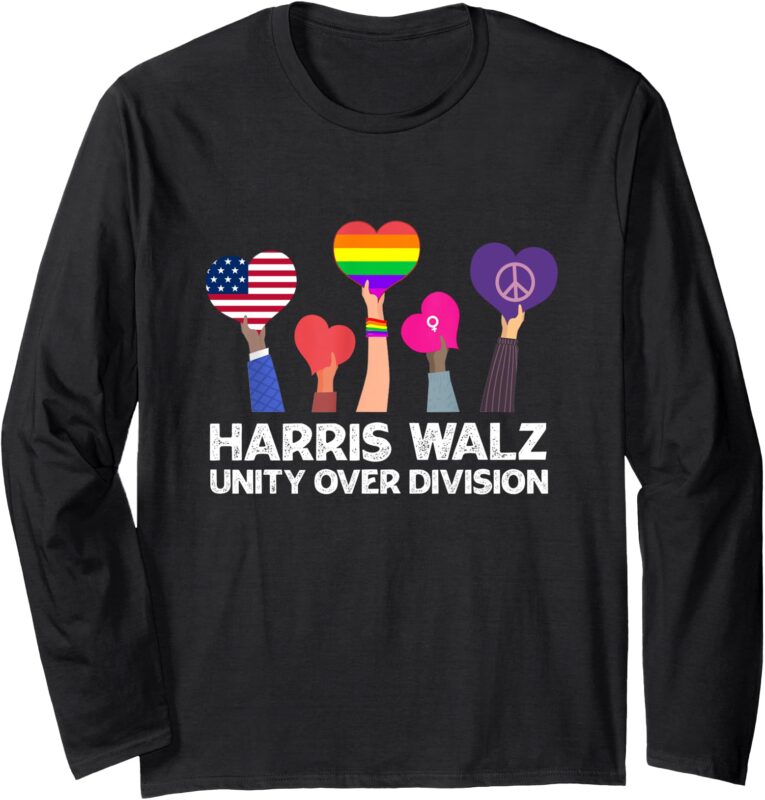 Harris Waltz 2024 Unity Over Division Kamala Harris Tim Walz Long Sleeve T-Shirt