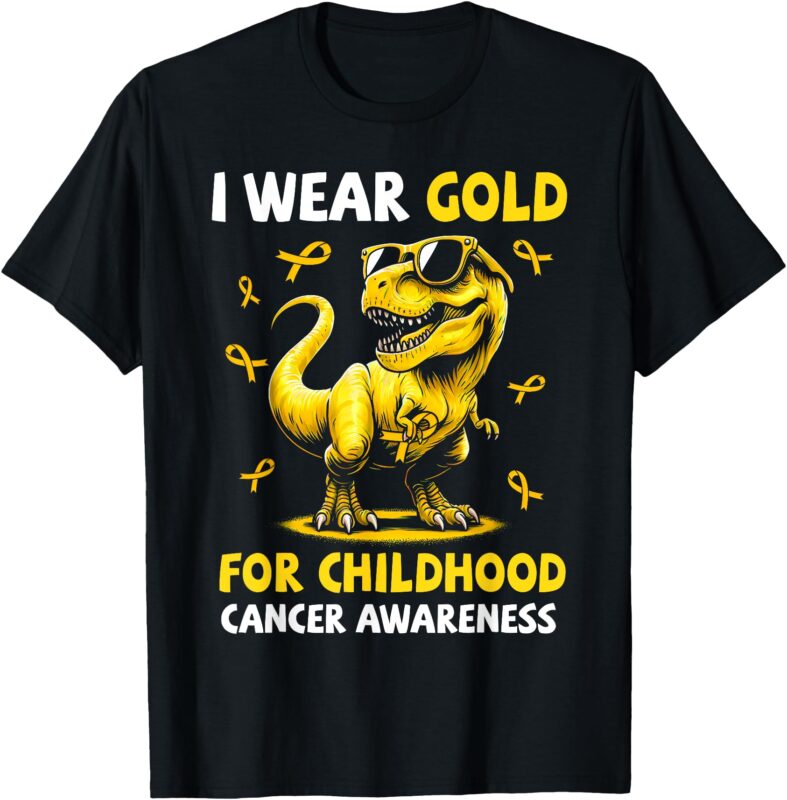 I Wear Gold For Childhood Cancer Awareness Dinosaur Boys T-Shirt