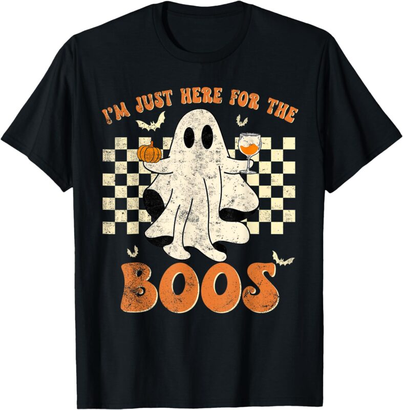 I’m Just Here For The Boos Ghost Retro Groovy Halloween T-Shirt