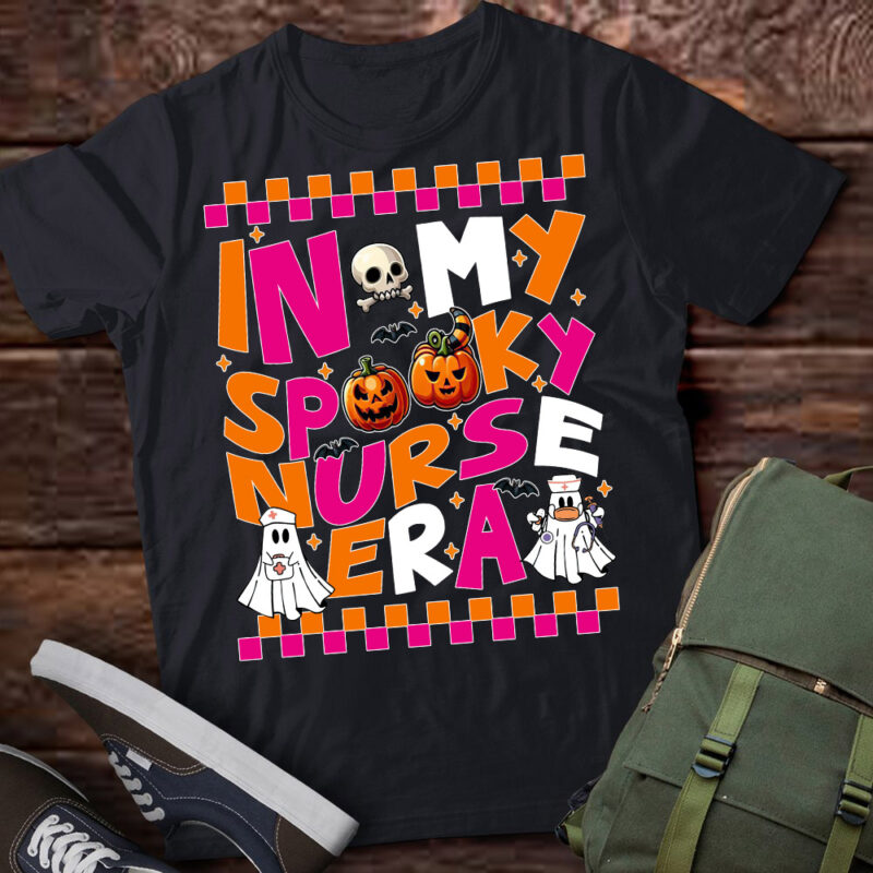 In My Spooky Nurse Era Groovy Ghost Nurse Halloween T-Shirt ltsp