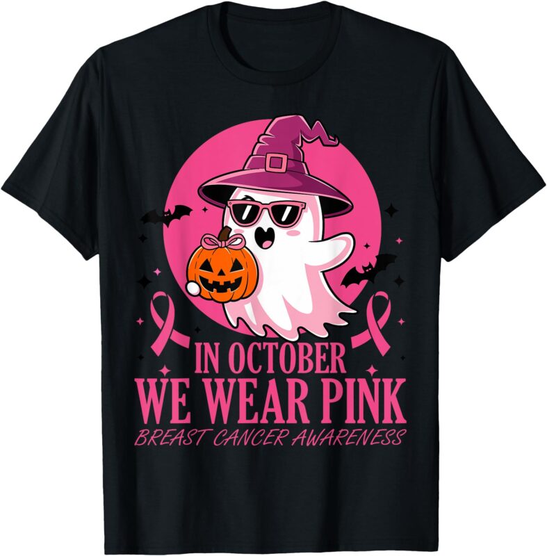 In October We Wear Pink Breast Cancer Awareness Halloween T-Shirt