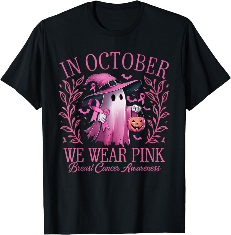 In October We Wear Pink Breast Cancer Awareness Halloween T-Shirt