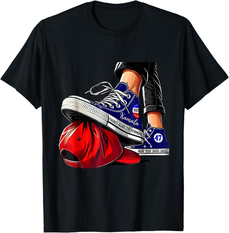 Kamala Harris High Heels Stepping On Red MAGA Hat T-Shirt